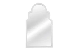 24X40 White Lacquer Arched Geometric Wall Mirror