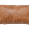 14X26 Chestnut Brown Pieced Leather Lumbar Throw Pillow