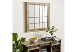 Wall Mirror-Square Grid 32X32 -Estally Home Decor Store 250613 brown wood mirror room 85