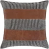 Accent Pillow-Herringbone & Leather Stripes 20X20 -Estally Home Decor Store 260848 black fiber pillow signature 01