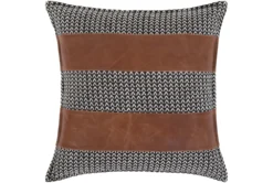 Accent Pillow-Herringbone & Leather Stripes 20X20