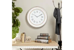 24 X 24 White And Wood Roman Numeral Wall Clock -Estally Home Decor Store 260886 white metal wall decor room 70