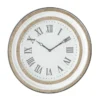 24 X 24 White And Wood Roman Numeral Wall Clock -Estally Home Decor Store 260886 white metal wall decor signature 01