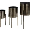 Black 18 Inch Metal Planter Set Of 3