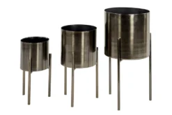 Black 18 Inch Metal Planter Set Of 3