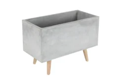 Grey 15 Inch Fiber Clay Wood Planter Set Of 2 -Estally Home Decor Store 261357 grey fiber planter material 76