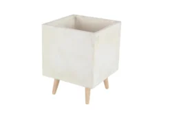 White 18 Inch Fiber Clay Wood Planter Set Of 2 -Estally Home Decor Store 261358 white fiber planter front 03