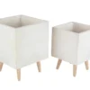 White 18 Inch Fiber Clay Wood Planter Set Of 2 1 White 18 Inch Fiber Clay Wood Planter Set Of 2 -Estally Home Decor Store 261358 white fiber planter signature 01