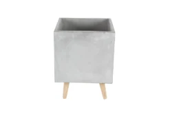 Grey 18 Inch Fiber Clay Wood Planter Set Of 2 -Estally Home Decor Store 261359 grey fiber planter front 02 1