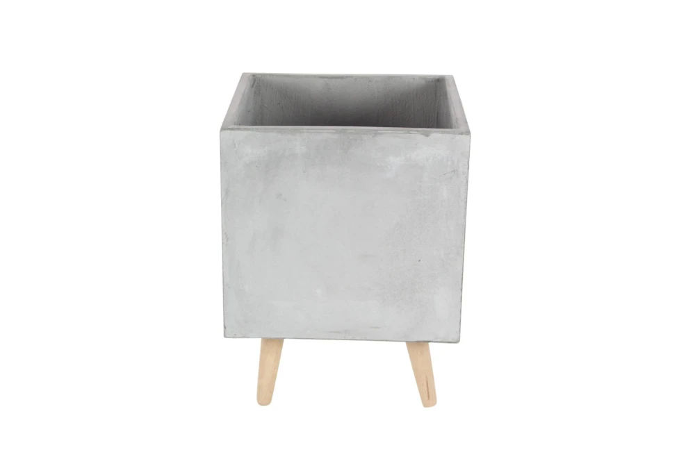 Grey 18 Inch Fiber Clay Wood Planter Set Of 2 4 Grey 18 Inch Fiber Clay Wood Planter Set Of 2 - Image 2