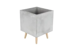 Grey 18 Inch Fiber Clay Wood Planter Set Of 2 -Estally Home Decor Store 261359 grey fiber planter front 03 1