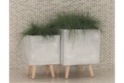 Grey 18 Inch Fiber Clay Wood Planter Set Of 2 -Estally Home Decor Store 261359 grey fiber planter room 70 1