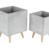 Grey 18 Inch Fiber Clay Wood Planter Set Of 2 2 Grey 18 Inch Fiber Clay Wood Planter Set Of 2 -Estally Home Decor Store 261359 grey fiber planter signature 01