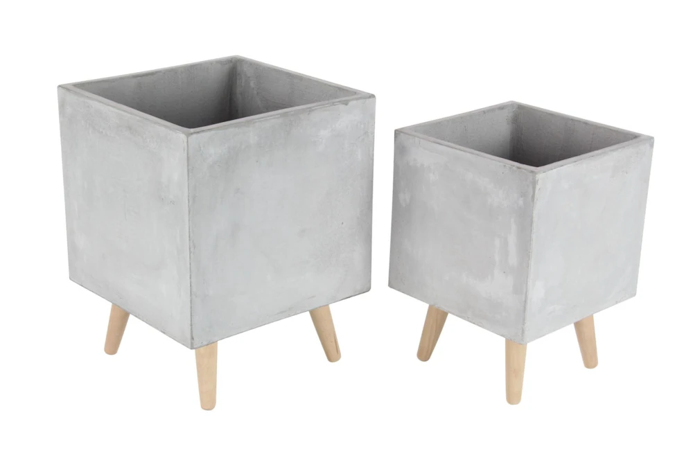 Grey 18 Inch Fiber Clay Wood Planter Set Of 2 3 Grey 18 Inch Fiber Clay Wood Planter Set Of 2
