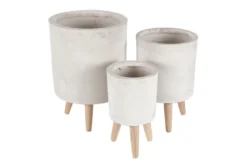 White 17 Inch Fiber Wood Planter Set Of 3
