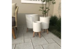 White 17 Inch Fiber Wood Planter Set Of 3 -Estally Home Decor Store 261360 white resin planter room 90