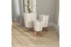 White 17 Inch Fiber Wood Planter Set Of 3 -Estally Home Decor Store 261360 white resin planter room 91