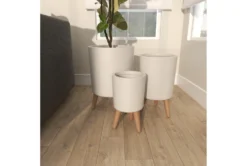 White 17 Inch Fiber Wood Planter Set Of 3 -Estally Home Decor Store 261360 white resin planter room 92