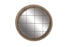 Blue 32 Inch Wood Metal Wall Mirror