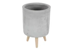 Grey 17 Inch Fiber Clay Planter Set Of 3 -Estally Home Decor Store 261483 grey fiber planter front 04