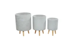 Grey 17 Inch Fiber Clay Planter Set Of 3 -Estally Home Decor Store 261483 grey resin planter back 82
