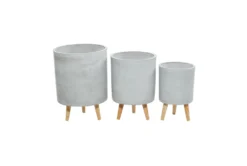 Grey 17 Inch Fiber Clay Planter Set Of 3 -Estally Home Decor Store 261483 grey resin planter material 76