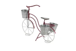 23 Inch Red Metal Galvanized Bicycle Planter -Estally Home Decor Store 262153 red metal planter back 82