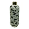 15 Inch Black White Print With Gold Lid Vase
