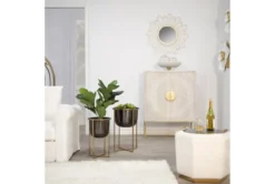 Gunmetal And Gold Planter With Stand Set Of 2 -Estally Home Decor Store 262808 metal room 70