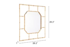 Gold Bamboo Square Wall Mirror -Estally Home Decor Store 263405 gold metal decorative mirror detail 48