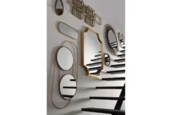 Large Gold Round Minimalist Wall Mirror -Estally Home Decor Store 263412 gold metal mirror room 46