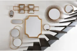 Large Gold Round Minimalist Wall Mirror -Estally Home Decor Store 263412 gold metal mirror room 47