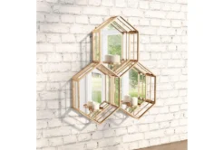 Mirrored Hexagon Candle Holder Wall Decor -Estally Home Decor Store 263442 gold metal mirror room 85