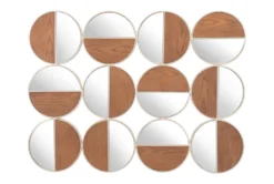 Circular 2 Tone Wood Wall Mirror -Estally Home Decor Store 263459 gold metal mirror detail 46