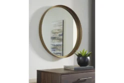 Round Gold Finish Accent Mirror -Estally Home Decor Store 266537 gold metal mirror room 85