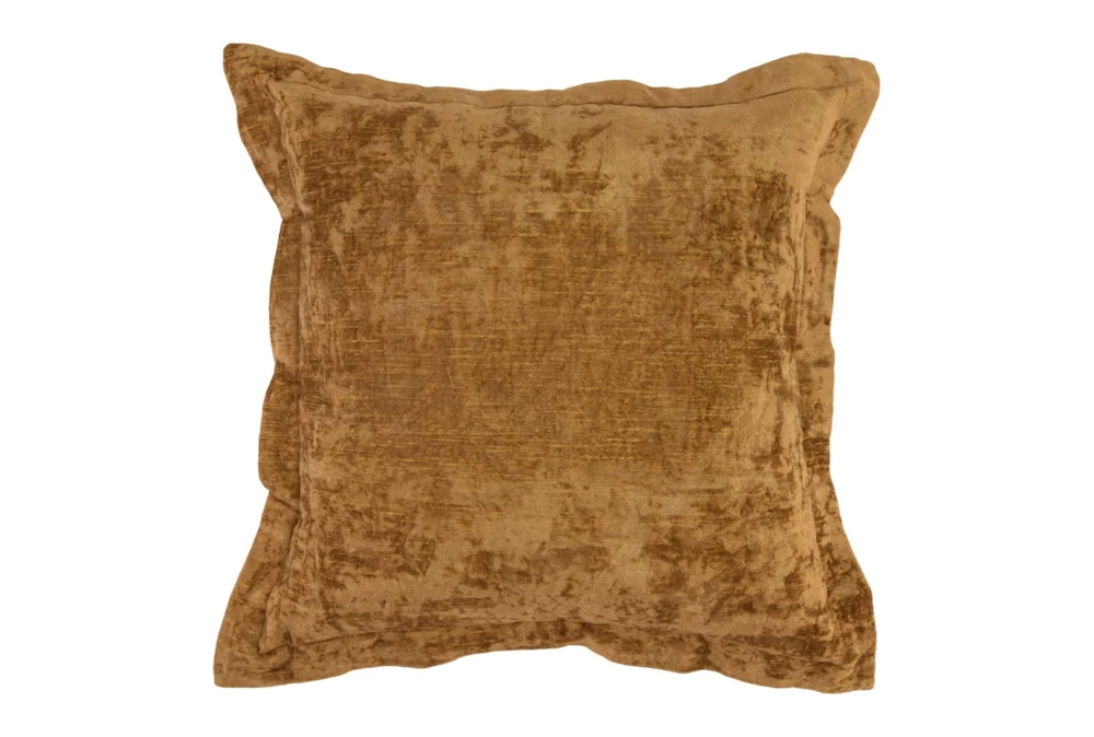 22X22 Gold Textured Velvet Throw Pillow With Flange Edge 3 22X22 Gold Textured Velvet Throw Pillow With Flange Edge