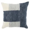 22X22 Blue Grey + White Woven Color Block Throw Pillow