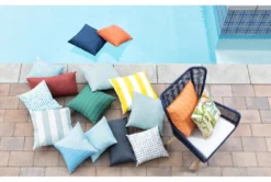 20X20 Navy Blue Textured Solid Outdoor Throw Pillow -Estally Home Decor Store 273224 blue fabric na room 43