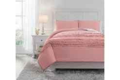 Full Comforter-3 Piece Set Ruffled Pink And Grey -Estally Home Decor Store 273328 signature 02