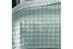 Eastern King Quilt-3 Piece Set Velvet Squares Seafoam -Estally Home Decor Store 273498 green fabric comforter detail 47