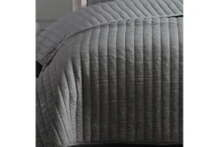 Eastern King Quilt-3 Piece Set Crinkle Dark Grey -Estally Home Decor Store 273502 grey fabric comforter detail 47