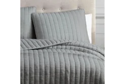 Queen Quilt-3 Piece Set Crinkle Dark Grey -Estally Home Decor Store 273503 grey fabric comforter detail 46