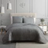 Queen Quilt-3 Piece Set Crinkle Dark Grey