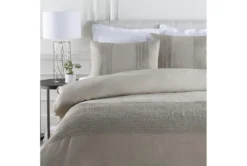 Full/Queen Duvet-3 Piece Set Linen Small Stitched Light Grey