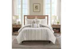 Eastern King Comforter-3 Piece Set Cotton Pom Pom Beige -Estally Home Decor Store 273782 yellow cotton comforter room 86