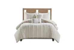 Eastern King Comforter-3 Piece Set Cotton Pom Pom Beige