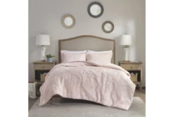 Full/Queen Comforter-3 Piece Set Plush Medallion Pink -Estally Home Decor Store 273807 pink polyester comforter room 86