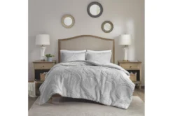 Full/Queen Comforter-3 Piece Set Plush Medallion Grey 14 Full/Queen Comforter-3 Piece Set Plush Medallion Grey -Estally Home Decor Store 273814 grey polyester comforter room 86
