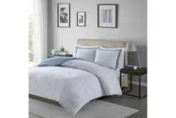 Twin Comforter-2 Piece Set Reversible Stripe Down Alternative Blue -Estally Home Decor Store 273825 blue polyester comforter room 86