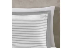 Eastern King/Cal King Comforter-3 Piece Set Reversible Stripe Down Alternative Grey -Estally Home Decor Store 273830 grey polyester comforter detail 48